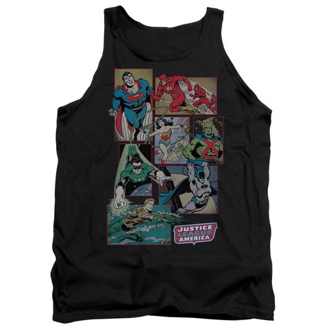 Dc-Justice League Boxes - Adult Tank Top - Black- Large