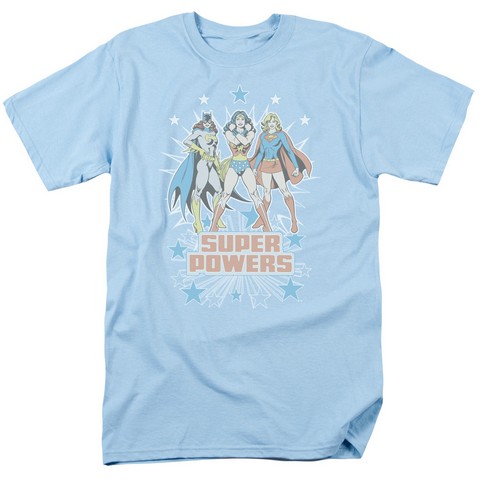 Dc-Super Powers X3 - Short Sleeve Adult 18-1 Tee - Light Blue- Large