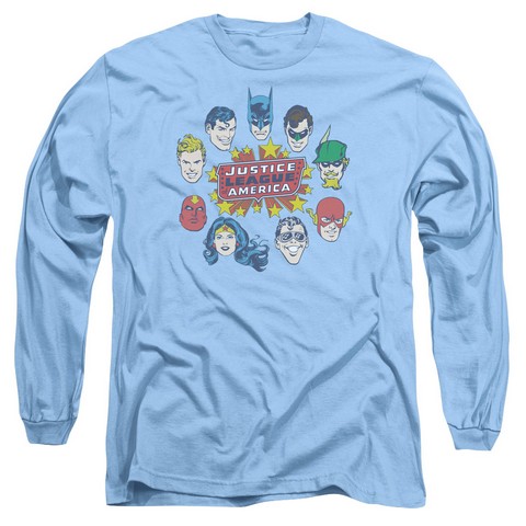 Dc-Justice Head Circle - Long Sleeve Adult 18-1 Tee - Carolina Blue- Extra Large