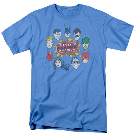 Dc-Justice Head Circle - Short Sleeve Adult 18-1 Tee - Carolina Blue, Small