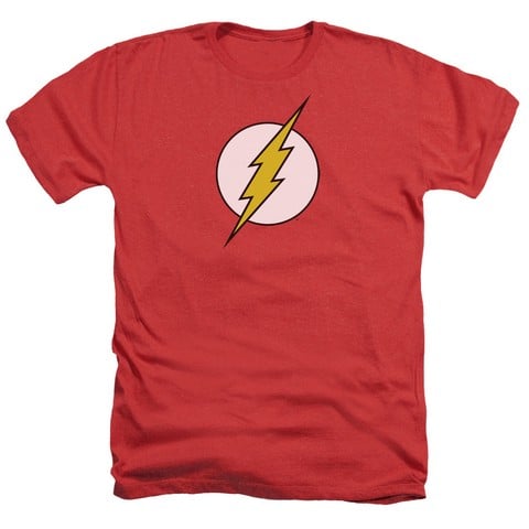 Dc-Flash Logo - Adult Heather Tee - Red- Medium