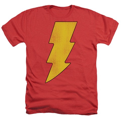 Dc-Shazam Logo Distressed - Adult Heather Tee - Red- Extra Large