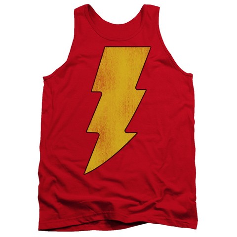 Dc-Shazam Logo Distressed - Adult Tank Top - Red- 2X