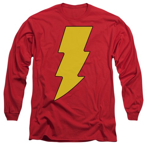 Dc-Shazam Logo - Long Sleeve Adult 18-1 Tee - Red- Extra Large