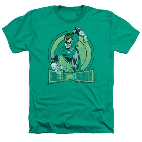 Dc-Green Lantern - Adult Heather Tee - Kelly Green- Extra Large