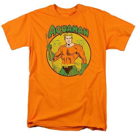 Dc-Aquaman - Short Sleeve Adult 18-1 Tee - Orange- Extra Large