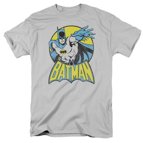 Dc-Batman - Short Sleeve Adult 18-1 Tee - Silver- Small