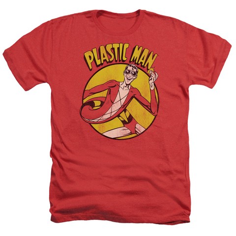 Dc-Plastic Man - Adult Heather Tee - Red- Medium