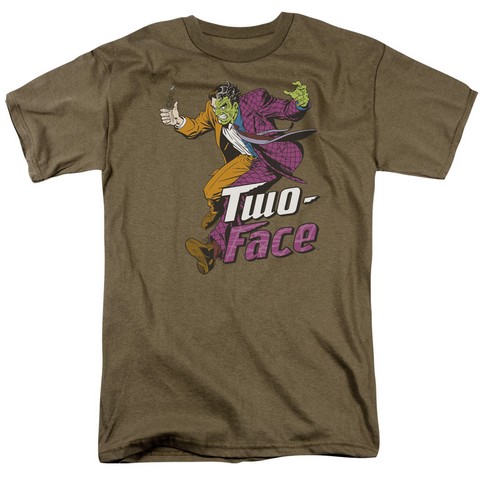 Dc-Two Face - Short Sleeve Adult 18-1 Tee - Safari Green- Medium