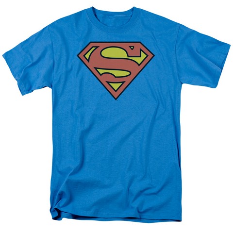 Dc-Superman Logo - Short Sleeve Adult 18-1 Tee - Turquoise- 3X