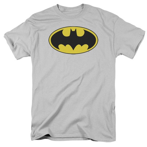 Dc-Batman Logo - Short Sleeve Adult 18-1 Tee - Silver- Small