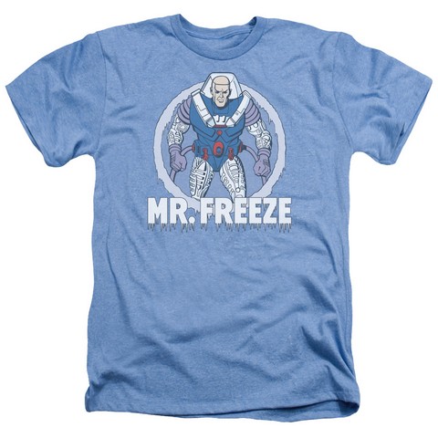 Dc-Mr Freeze - Adult Heather Tee - Light Blue- 2X