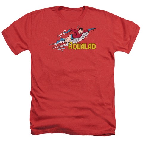 Dc-Aqualad - Adult Heather Tee - Red- Extra Large