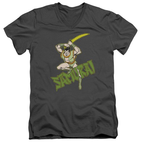 Dc-Samurai - Short Sleeve Adult 30-1 V-Neck Tee - Charcoal- Small
