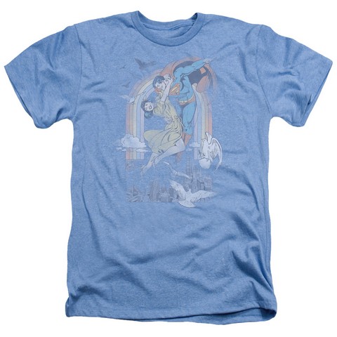 Dc-Rainbow Love - Adult Heather Tee - Light Blue- Medium