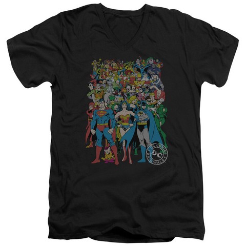 DC-Original Universe - Short Sleeve Adult 30-1 V-Neck Tee - Black- Small