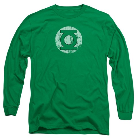 Dc-Distressed Lantern Logo - Long Sleeve Adult 18-1 Tee - Kelly Green- Medium