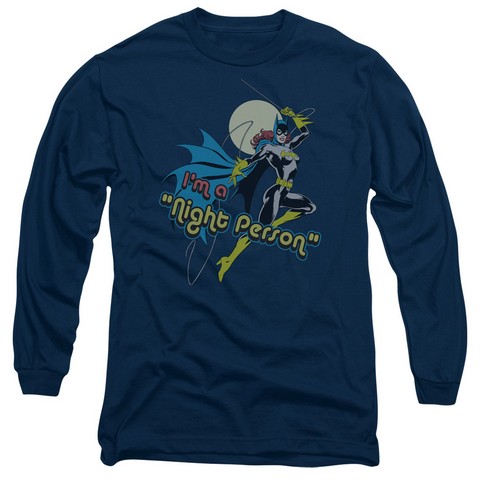 Dc-Night Person - Long Sleeve Adult 18-1 Tee - Navy- Medium