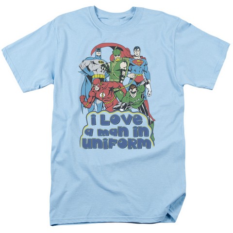 Dc-I Love A Man In Uniform - Short Sleeve Adult 18-1 Tee - Light Blue- Small