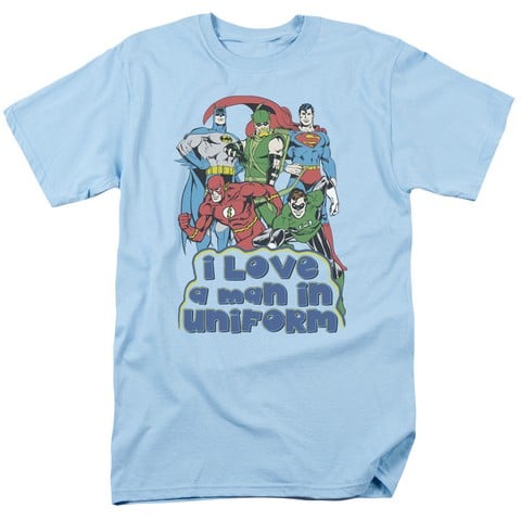 Dc-I Love A Man In Uniform - Short Sleeve Adult 18-1 Tee - Light Blue- 3X
