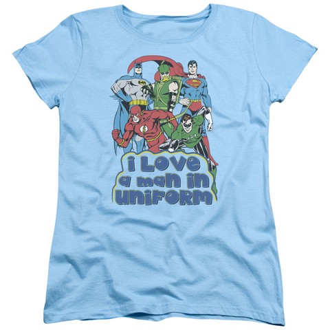 Dc-I Love A Man In Uniform - Short Sleeve Womens Tee - Light Blue- Medium -  Trevco, DCO456-WT-2