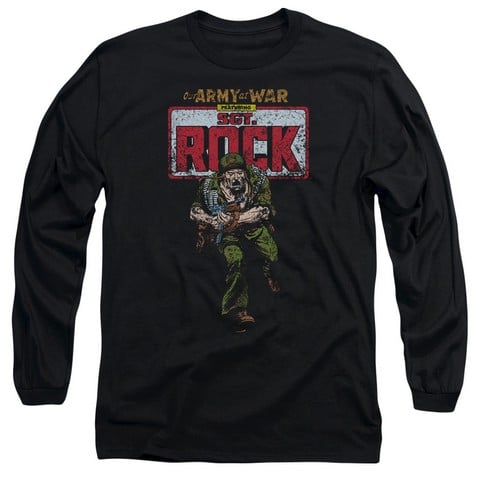 Dc-Sgt Rock - Long Sleeve Adult 18-1 Tee - Black- Medium