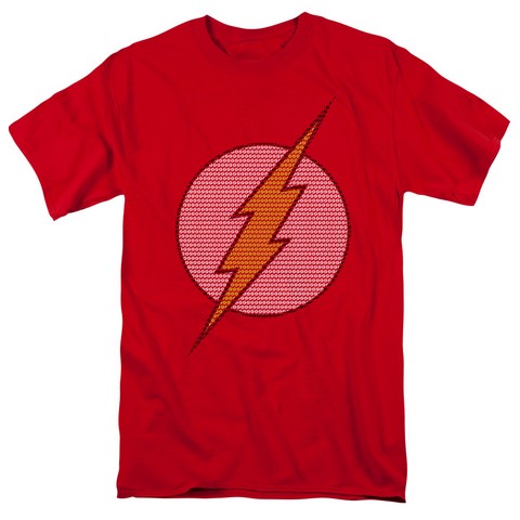 Dc-Flash Little Logos - Short Sleeve Adult 18-1 Tee - Red, 3X
