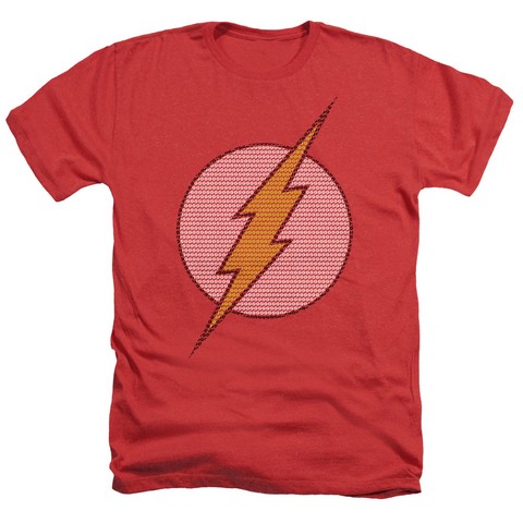 DC-Flash Little Logos - Adult Heather Tee - Red- Small