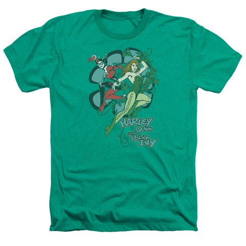 Dc-Harley And Ivy - Adult Heather Tee - Kelly Green- Medium