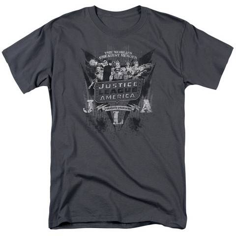 Dc-Greatest Heroes - Short Sleeve Adult 18-1 Tee - Charcoal- Large