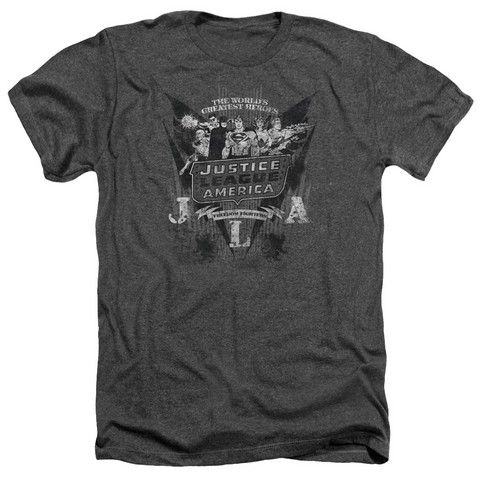 Dc-Greatest Heroes - Adult Heather Tee - Charcoal- Large