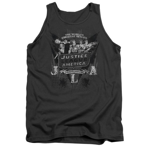 DC-Greatest Heroes - Adult Tank Top - Charcoal- Medium