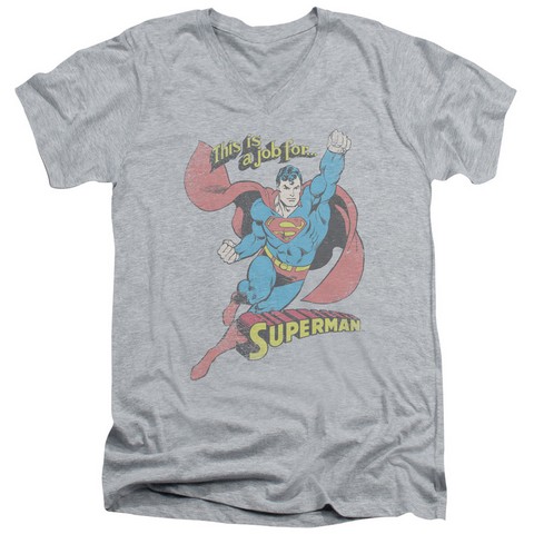 Dc-On The Job - Short Sleeve Adult 30-1 V-Neck Tee - Heather & Large