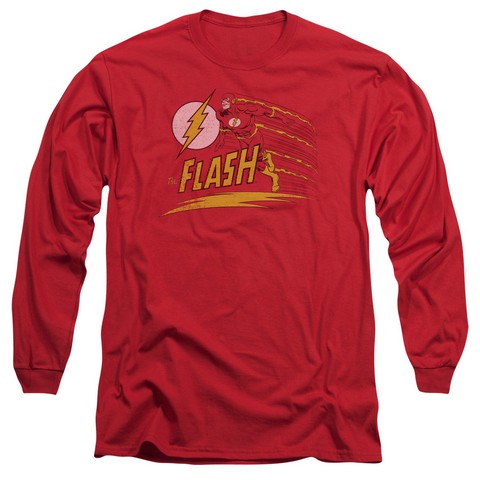 Dc-Like Lightning - Long Sleeve Adult 18-1 Tee - Red- Medium