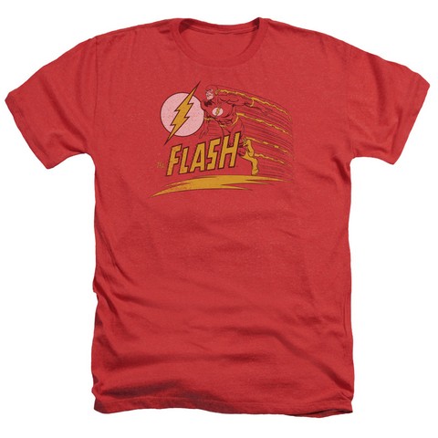 Dc-Like Lightning - Adult Heather Tee - Red- Large
