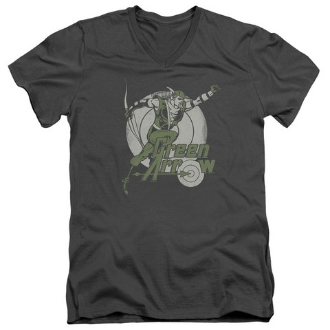 Dc-Right On Target - Short Sleeve Adult 30-1 V-Neck Tee - Charcoal- Large