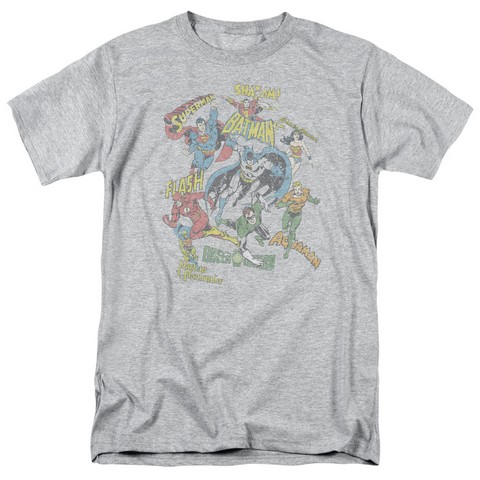 DC-Super Collage - Short Sleeve Adult 18-1 Tee - Silver- Medium