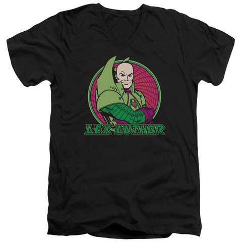 Dc-Lex Luthor 30-1 V-Neck Tee - Black- Small