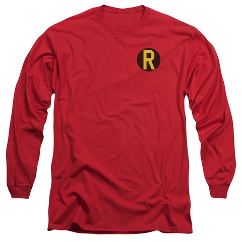 Dc-Robin Logo - Long Sleeve Adult 18-1 Tee - Red- 2X