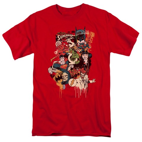Dc-Dripping Characters - Short Sleeve Adult 18-1 Tee - Red- Extra Large