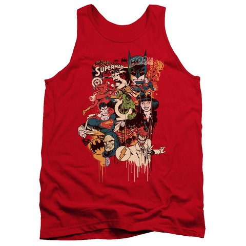 Dc-Dripping Characters - Adult Tank Top - Red- Medium