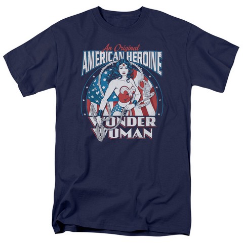 Dc-American Heroine - Short Sleeve Adult 18-1 Tee - Navy- Medium