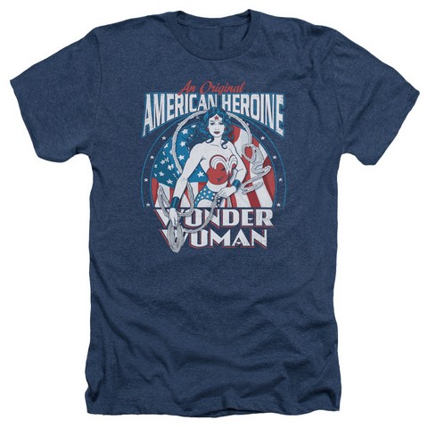 Dc-American Heroine - Adult Heather Tee - Navy- Extra Large