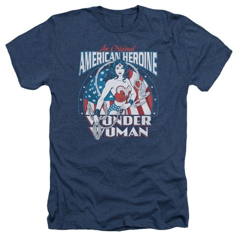 Dc-American Heroine - Adult Heather Tee - Navy- 2X