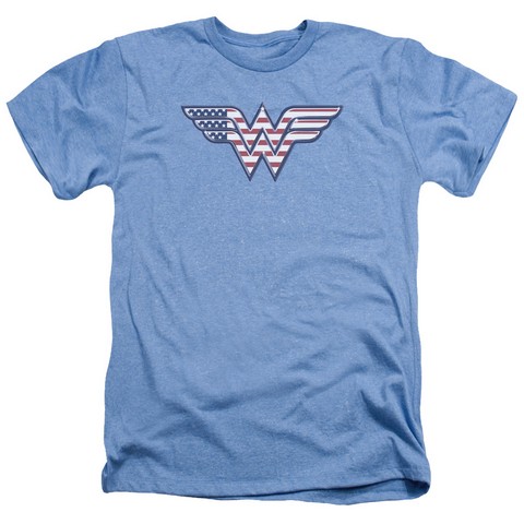 Dc-Red-White & Blue - Adult Heather Tee - Light Blue- Medium