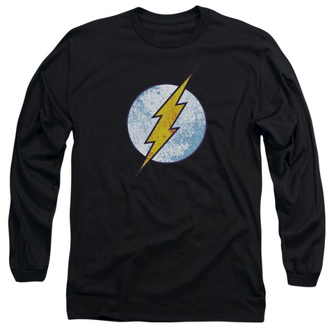 Dco-Flash Neon Distress Logo - Long Sleeve Adult 18-1 Tee - Black- Small