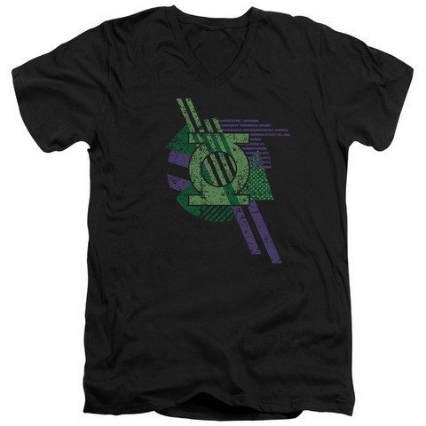 Dco-Lantern Shapes - Short Sleeve Adult 30-1 Tee V-Neck - Black- Medium