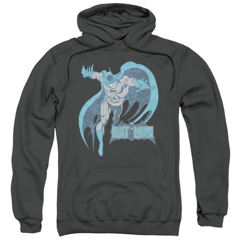 Dco-Desaturated Batman - Adult Pull-Over Hoodie - Charcoal- Medium