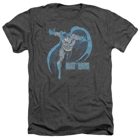 Dco-Desaturated Batman - Adult Heather Tee - Charcoal- Medium