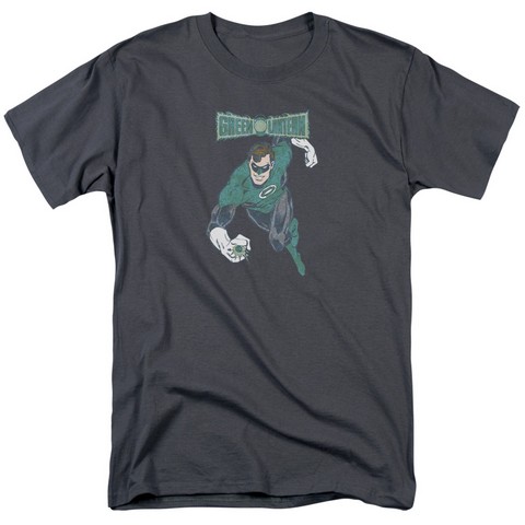 Dco-Desaturated Green Lantern - Short Sleeve Adult 18-1 Tee - Charcoal- 3X